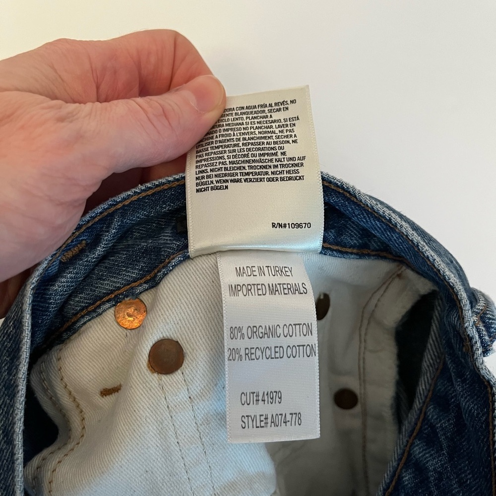 AGOLDE Riley High Rise Straight Crop Raw Hem Button fly Jeans Size 30 - Picture 6 of 8